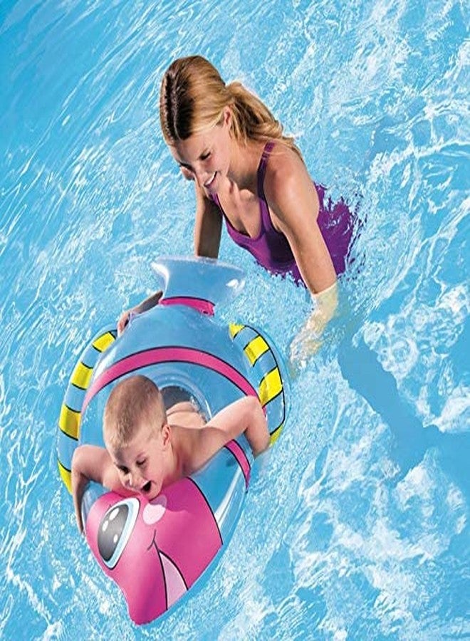 إيكان عوامة سباحة للأطفال على شكل سمكة من إيكان، عوامة قابلة للنفخ على شكل قارب، مناسبة للأطفال من الجنسين، مثالية للمرح المائي في فصل الصيف (عشوائي). - Image 1